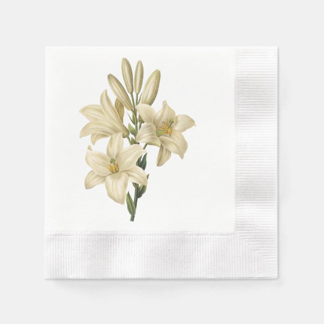 Serviette En Papier lis blanc (Lilium candidum) par Redouté (Devant)