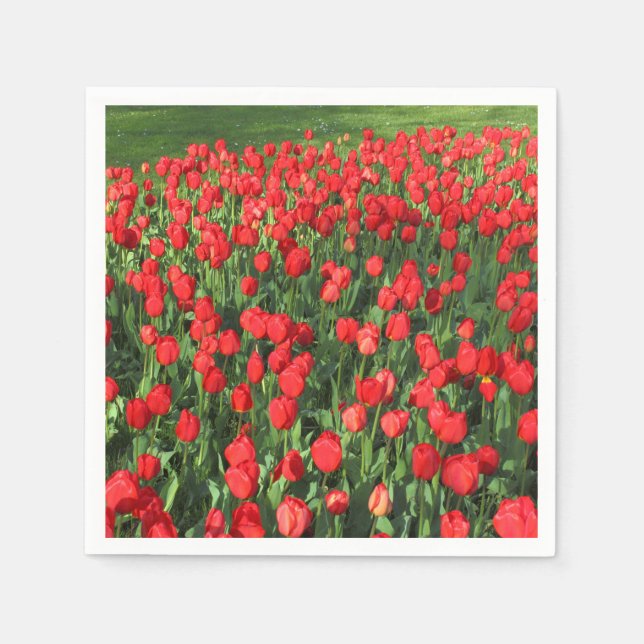 Serviette En Papier Lit des Tulipes rouges 02 (Devant)