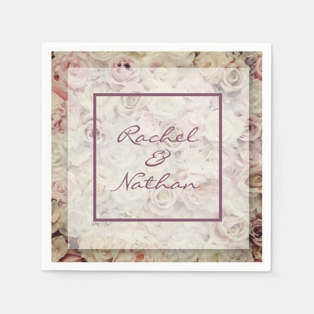 Serviette En Papier Lit Rose Mariage serviettes (Devant)