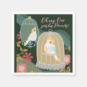 Serviette En Papier Little Bird Rainbow Green Girl Premier anniversair