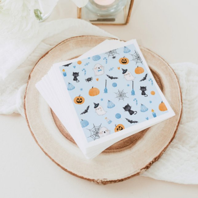 Serviette En Papier Little Boo est presque dû baby shower bleu (Créateur téléchargé)