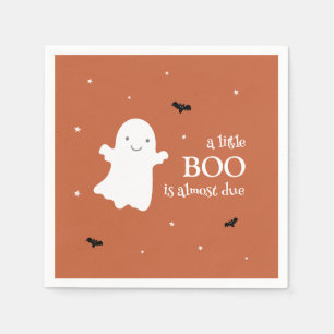 Serviette En Papier Little Boo Halloween Ghost Orange Baby shower