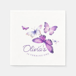 Serviette En Papier Little Butterfly Girl 1er anniversaire