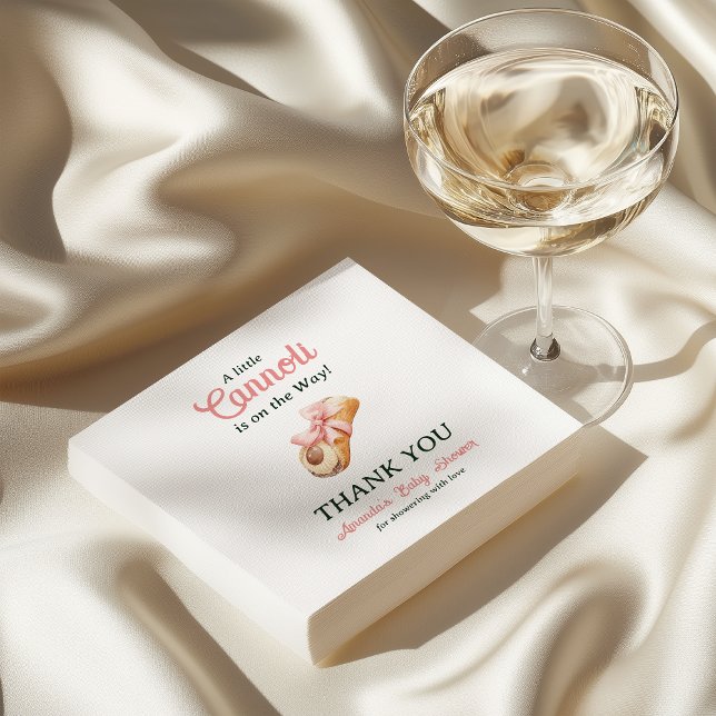 Serviette En Papier Little Cannoli Pink Bow Girl Italian Baby Shower (Créateur téléchargé)