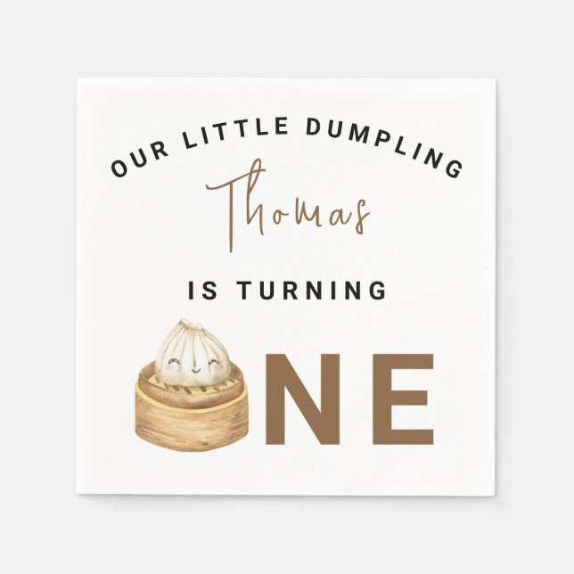 Serviette En Papier Little Chinese dumpling first Birthday Party (Devant)
