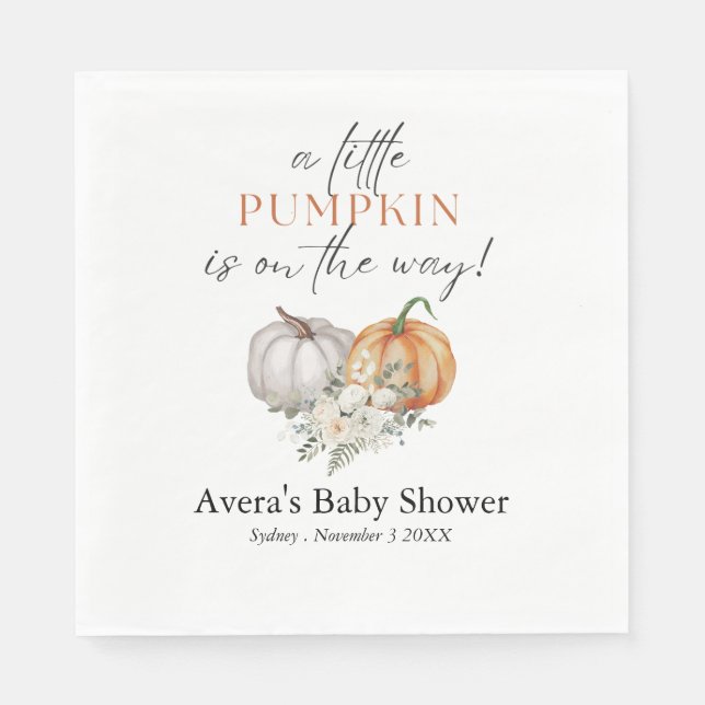 Serviette En Papier Little Citrouille Baby shower Party (Devant)