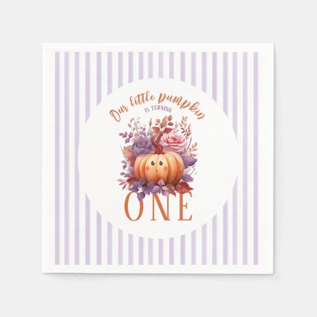 Serviette En Papier Little Citrouille Fall Premier anniversaire (Devant)