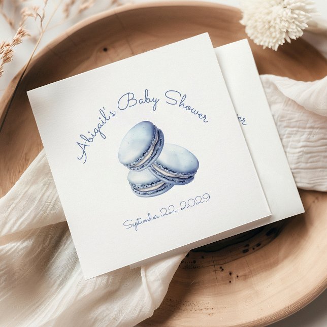 Serviette En Papier Little Cookie Blue French Macarons Baby shower gar (Créateur téléchargé)