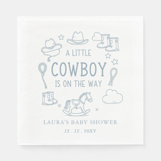 Serviette En Papier Little Cowboy Boy Baby Shower (Devant)