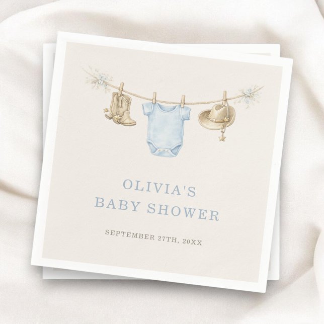 Serviette En Papier Little Cowboy Clothesline Baby Shower Party (Créateur téléchargé)
