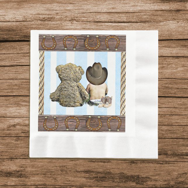 Serviette En Papier Little Cowboy et Teddy Bear Party (Créateur téléchargé)