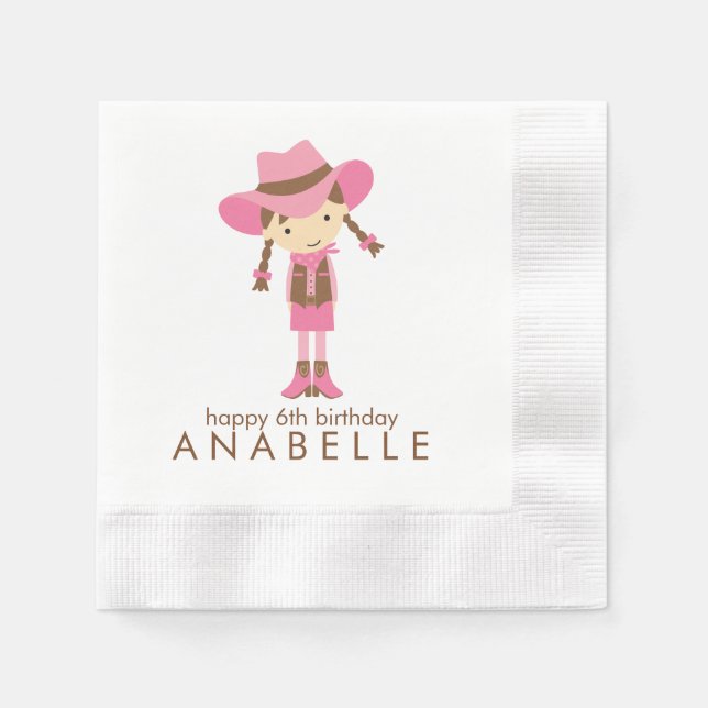 Serviette En Papier Little Cowgirl Western fête d'anniversaire (Devant)