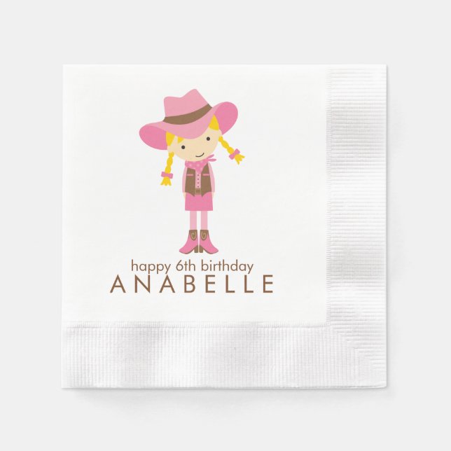 Serviette En Papier Little Cowgirl Western fête d'anniversaire (Devant)
