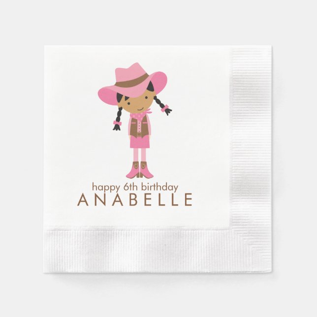 Serviette En Papier Little Cowgirl Western fête d'anniversaire (Devant)