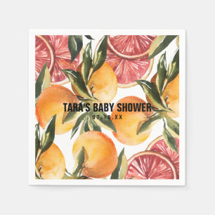 Serviette En Papier Little Cutie Baby Shower Botanique Citron Orange