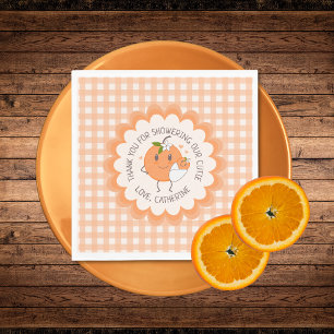 Serviette En Papier Little Cutie En route Baby shower orange migre
