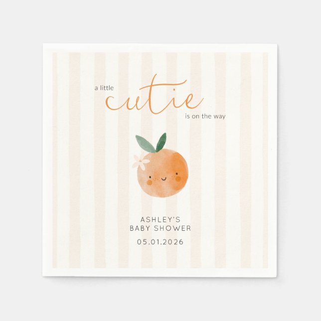 Serviette En Papier Little Cutie Orange Citrus Baby Shower (Devant)