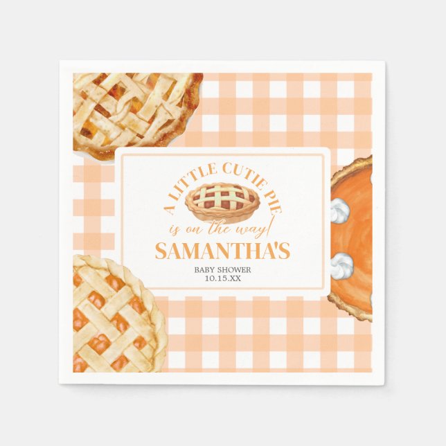 Serviette En Papier Little Cutie Pie Gingham Baby Shower (Devant)