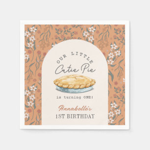 Serviette En Papier Little Cutie Pie Orange Floral 1er anniversaire