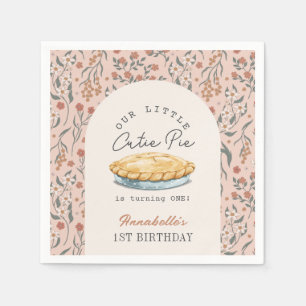 Serviette En Papier Little Cutie Pie Rose Floral 1er anniversaire