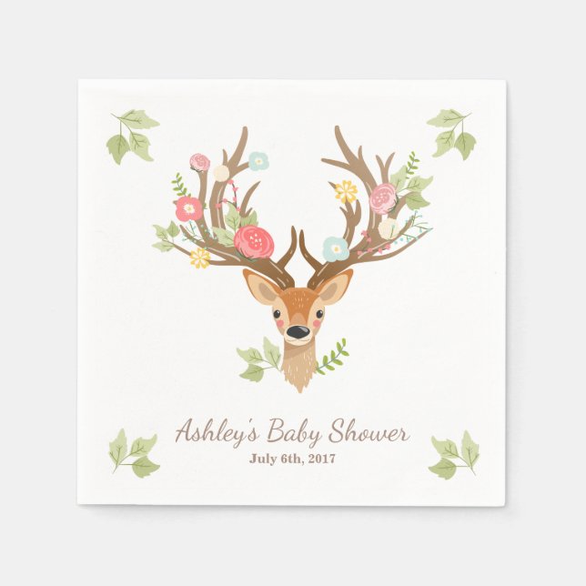 Serviette En Papier Little Deer Papier Napkin bois Antlers Douche (Devant)