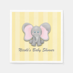 Serviette En Papier Little Elephant Yellow Baby shower Party