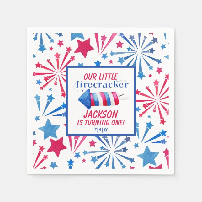 Serviette En Papier Little Firecracker 4 juillet fête d'anniversaire (Devant)