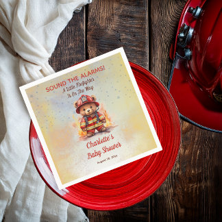 Serviette En Papier Little Firefighter Teddy Bear Baby Shower 