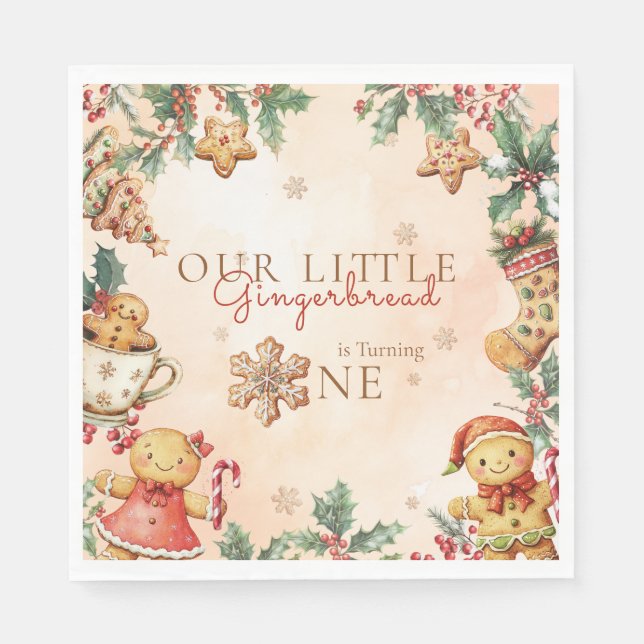 Serviette En Papier Little Gingerbread Christmas 1st Birthday (Devant)