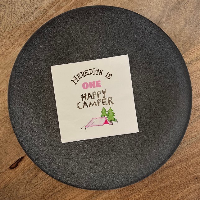 Serviette En Papier Little Girl One Happy Camper First Birthday Party (Créateur téléchargé)