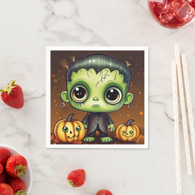 Serviette En Papier Little Halloween Frankenstein (En situation)