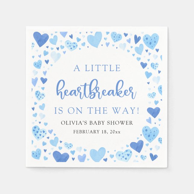 Serviette En Papier Little Heartbreaker Blue Valentine Baby shower (Devant)