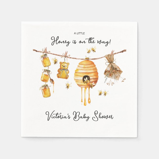 Serviette En Papier Little Honey Bee Baby shower (Devant)