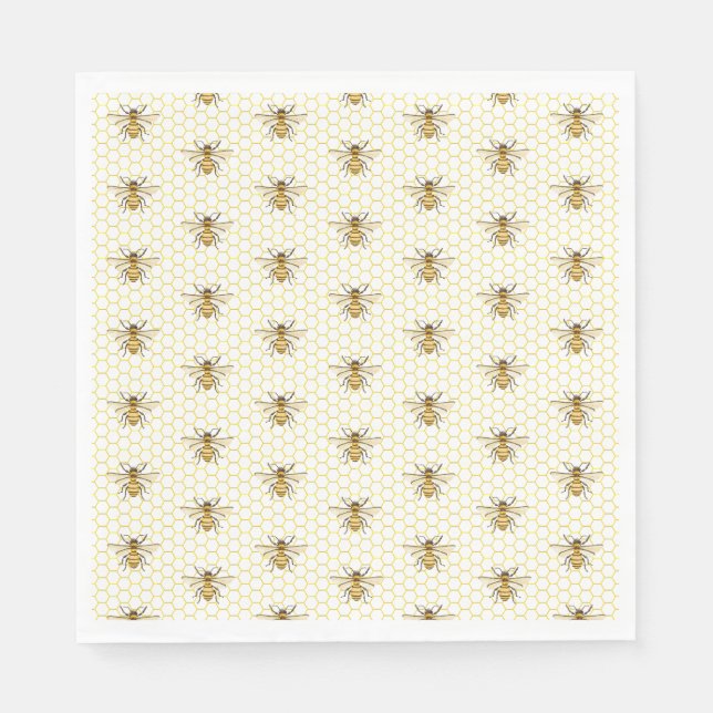 Serviette En Papier Little Honey Bee On The Way Yellow Baby Shower (Devant)