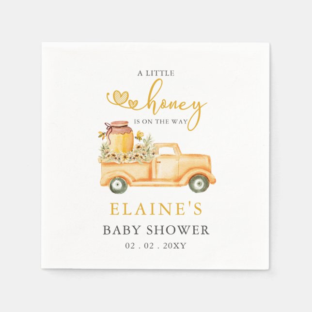 Serviette En Papier Little Honey Est Sur Le Chemin Du Baby shower Des  (Devant)
