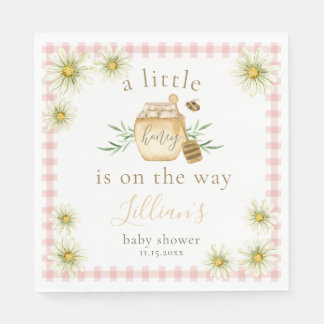 Serviette En Papier Little Honey On The Way Pink Gingham Baby Shower