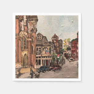 Serviette En Papier Little Italy, Cleveland Painting on Paper Napkins