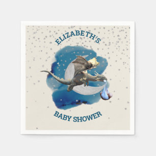 Serviette En Papier Little Knight Dragon Silver Star Baby shower