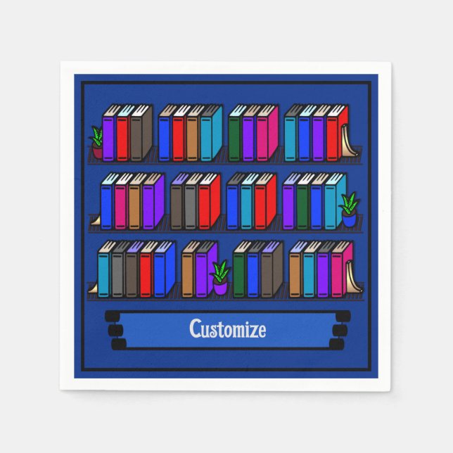 Serviette En Papier Little Library Book Club Blue (Devant)