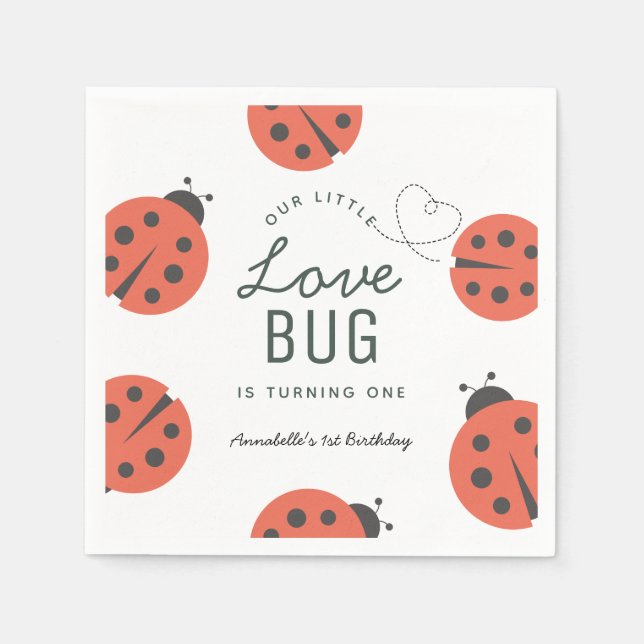 Serviette En Papier Little Log Ladybug Anniversaire serviettes (Devant)