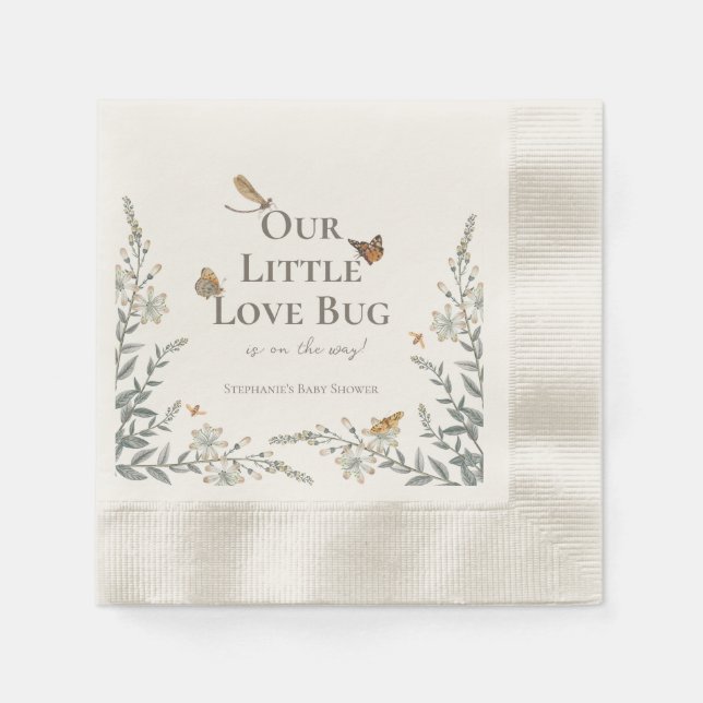 Serviette En Papier Little Love Bug Baby shower Genre Neutre (Devant)