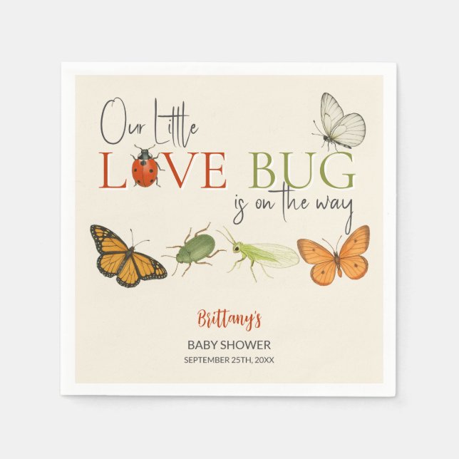 Serviette En Papier Little Love Bug Baby shower Papillon (Devant)