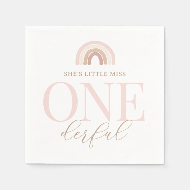 Serviette En Papier Little Miss Onederful Boho Rainbow Anniversaire (Devant)