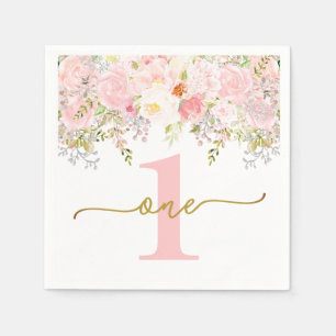 Serviette En Papier Little Miss ONEderful Rose Roses Premier anniversa