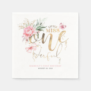 Serviette En Papier Little Miss Onedering Cute Floral 1er Anniversaire