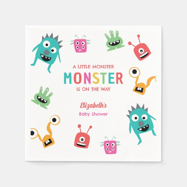 Serviette En Papier Little Monster Baby Shower Halloween Custom (Devant)