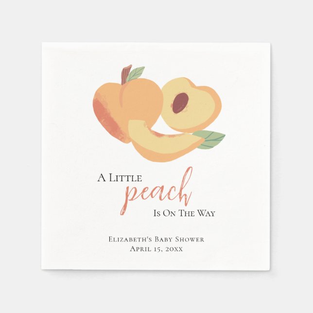 Serviette En Papier Little Peach est sur le chemin Baby shower mignonn (Devant)