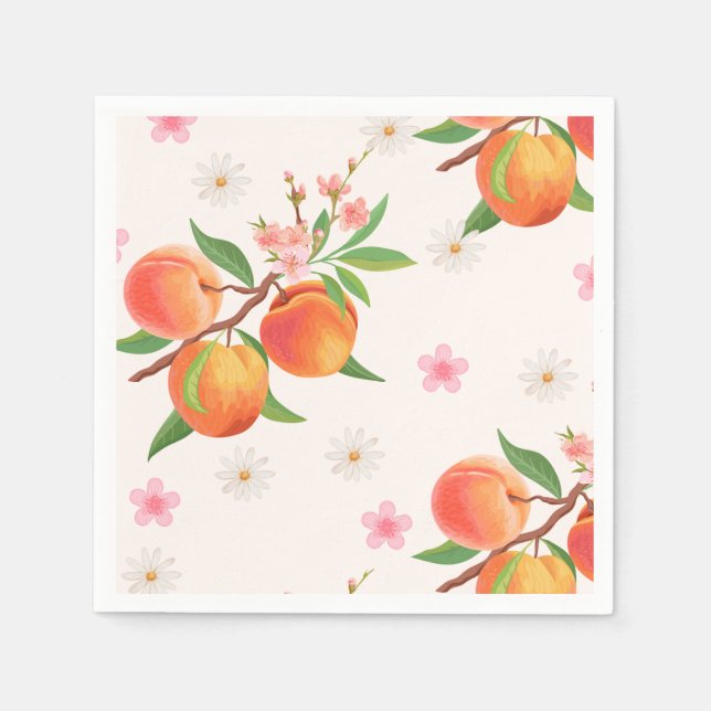 Serviette En Papier Little Peach Is On The Way Baby Shower  (Devant)