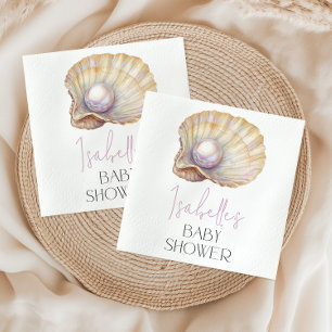 Serviette En Papier Little Pearl Ocean Oyster Beach Baby shower person