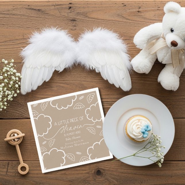 Serviette En Papier Little Piece of Heaven Beige  Napkins (Little Piece of Heaven Beige Thank You Napkins)